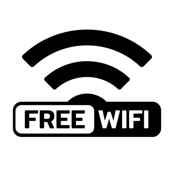 стокові ілюстрації на тему безкоштовний wi-fi iicon, символ безкоштовної точки доступу для спільного використання інтернету в publicand cafe, графічні елементи network conect, векторн� - безкоштовно