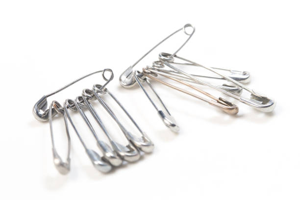 istock Set of safety pins on white background 2178116330