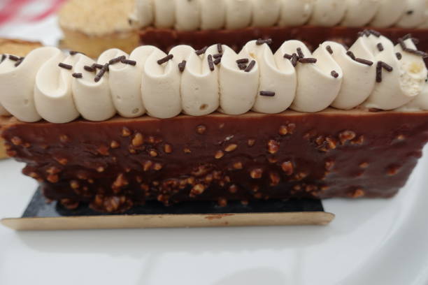 istock French dark chocolate pastry with almonds and cream  Close-up 2178119517