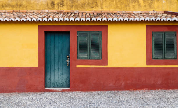 istock Retro house with colorful facades 2178125206
