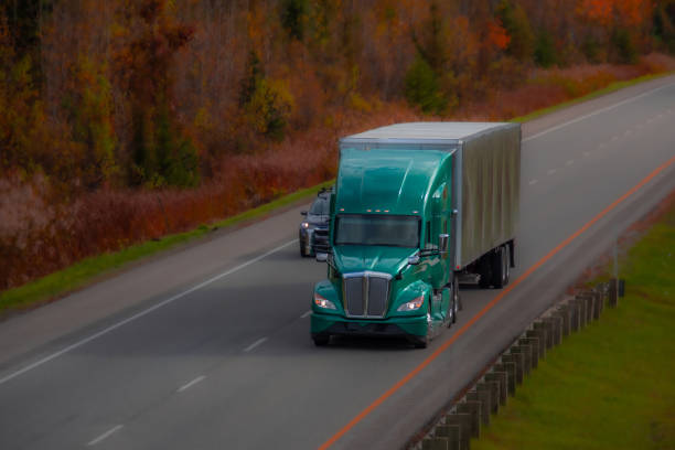 istock Heavy truck on a Canadian highway 2178125311
