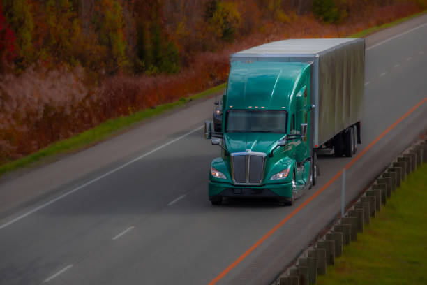 istock Heavy truck on a Canadian highway 2178125364