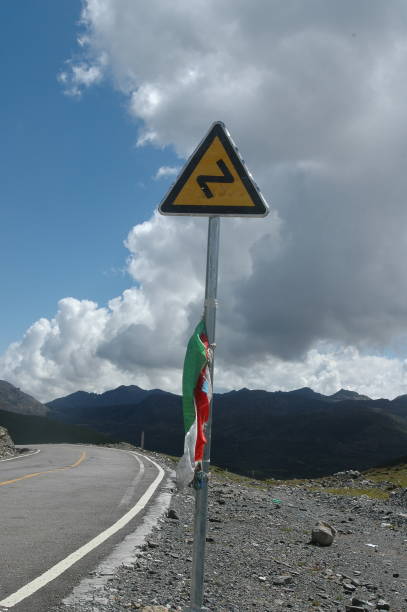 istock Yellow road sign on plateau highway 2178126851