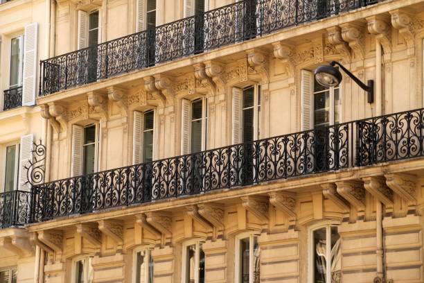istock Classic European Building Facade with Iron Balconies 2178129378