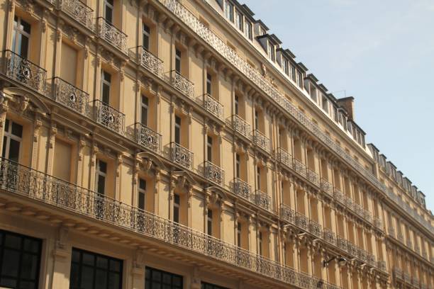 istock Classic European building facade with ornate iron balconies 2178129437