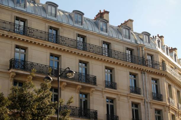 istock Classic European apartment building with wrought iron balconies 2178129440