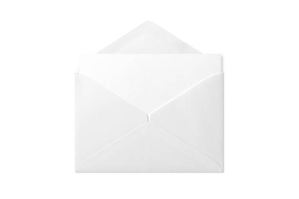 istock Opened paper envelope mockup with paper sheet isolated on a white background. 2178130323