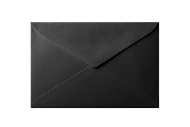 istock Opened black paper envelope mockup isolated on a white background. 2178130333