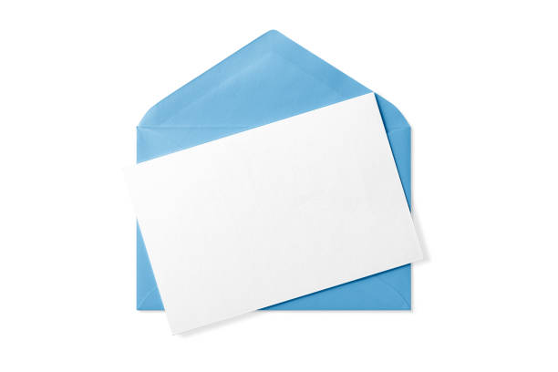 istock Blue paper envelope mockup with paper sheet isolated on a white background. 2178130378