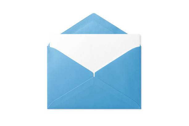 istock Blue paper envelope mockup with paper sheet isolated on a white background. 2178130384