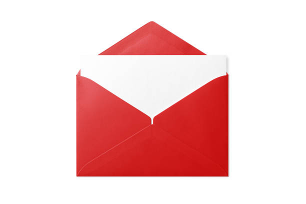 istock Opened red paper envelope mockup with paper sheet isolated on a white background. 2178130443