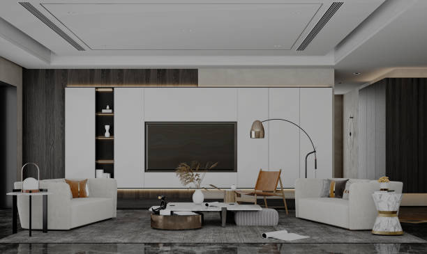 istock 3D RENDER OF LUXURY HOME INTERIOR LIVING ROOM 2178135576