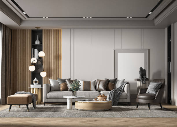 istock 3D RENDER OF LUXURY HOME INTERIOR LIVING ROOM 2178135925