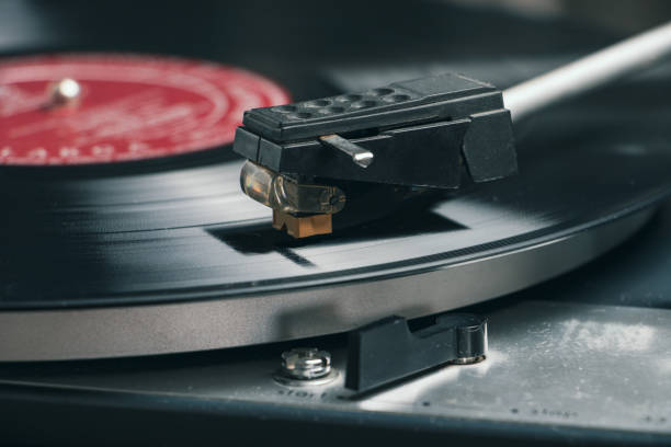 istock Close-up of a record player needle on a vinyl record 2178144807