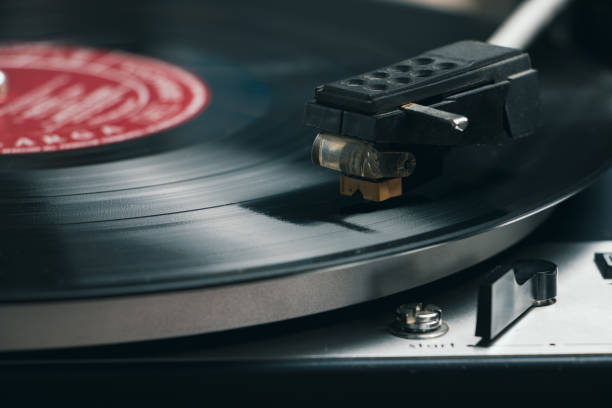 istock Close-up of a record player needle on a vinyl record 2178144810