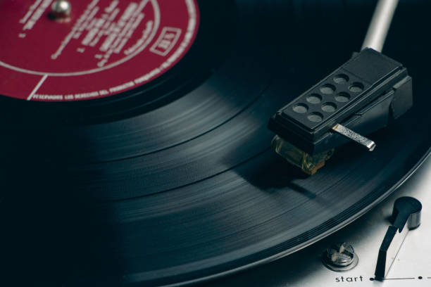 istock Close-up of a record player needle on a vinyl record 2178144811