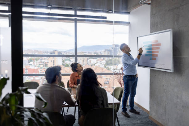 istock Man making a business presentation to his team at the office 2178146261