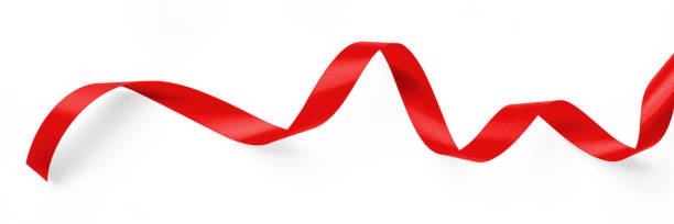 istock Red satin bow ribbon scroll isolated on white background with clipping path for Christmas holiday and wedding anniversary card confetti design decoration 2178146891