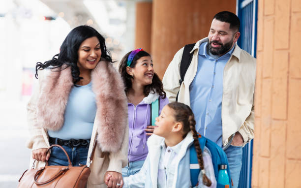 istock Family leaving train station going to school and work 2178155942