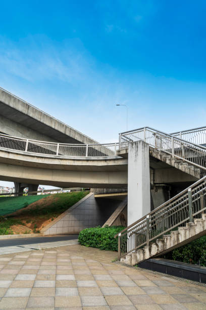 Flight of Stairs to a Modern Pedestrian Bridge