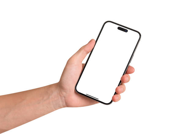 istock Hand showing smartphone with blank screen isolated on white background. Concept for business finance, Technology concept, Product advertising concept and Marketing concept. High quality image for you. 2178157486