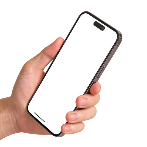 istock Hand showing smartphone with blank screen isolated on white background. Concept for business finance, Technology concept, Product advertising concept and Marketing concept. High quality image for you. 2178157488