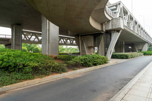 istock Concrete structure and asphalt road space under the overpass in the city 2178161282