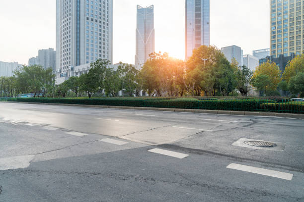 istock Empty urban road and buildings in the city 2178161913