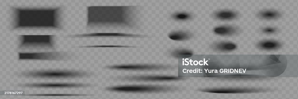 Shadow Effect Square Vector Shadows Isolated Set Of Round And Square Shadow Effects Stock ...