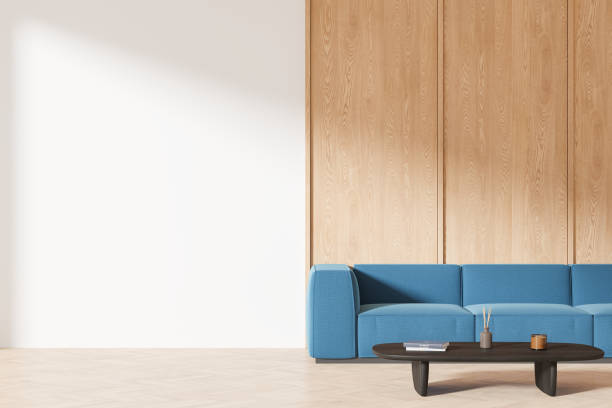 istock Modern home living room interior with relax zone and decoration, mockup wall 2178169556