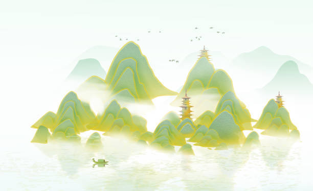 istock Chinese style abstract art background landscape painting 2178174976