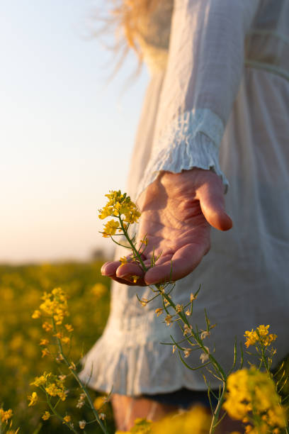 istock Girl and yellow flowers 2178175544