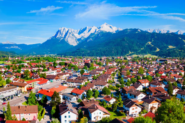 istock Garmisch-partenkirchen town aerial panoramic view, Germany 2178175693