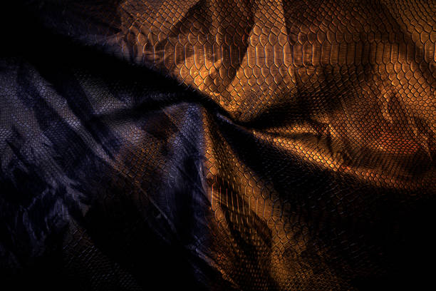 Vegan faux Snakeskin leather texture. minimalist and elegant crumple textile. simple dark black backdrop