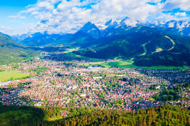 istock Garmisch-partenkirchen town aerial panoramic view, Germany 2178176340