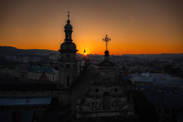 istock Panoramic aerial view on Lviv from drone 2178176946
