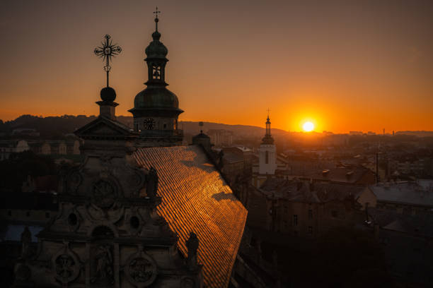 istock Panoramic aerial view on Lviv from drone 2178176966