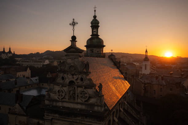 istock Panoramic aerial view on Lviv from drone 2178176968