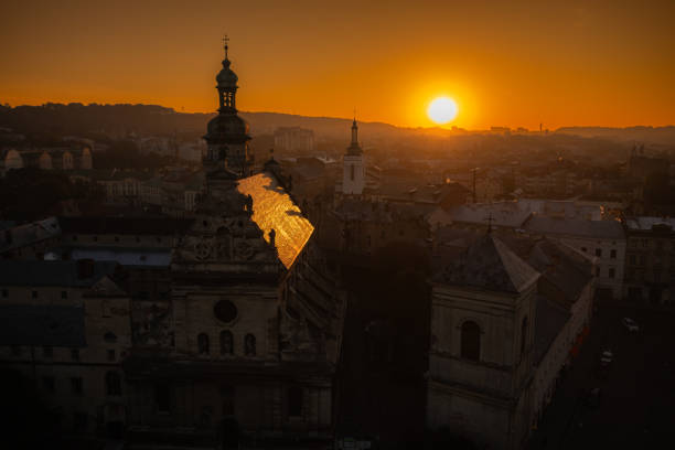 istock Panoramic aerial view on Lviv from drone 2178176983