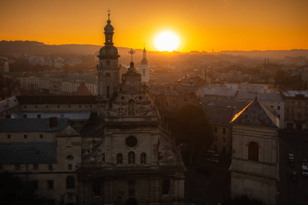 istock Panoramic aerial view on Lviv from drone 2178176995