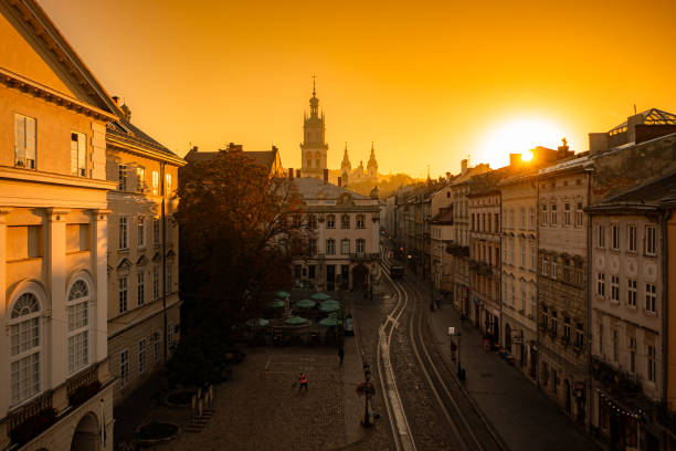istock Panoramic aerial view on Lviv from drone 2178177060