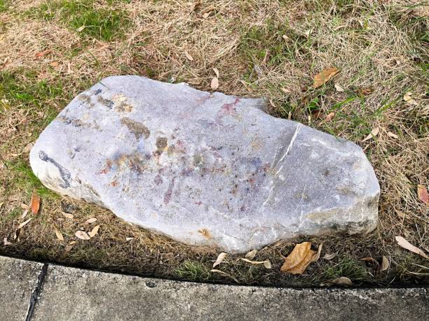 White stone in a garden. Landscaping stone