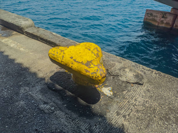 istock Marine bollards painted yellow at the harbor 2178196242