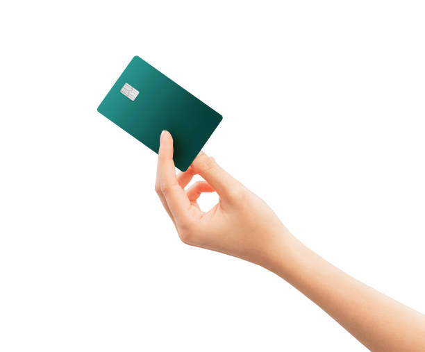 istock Clipping path, Hand holding credit card on isolated white background. 2178197341