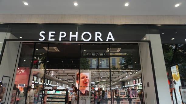 Strasbourg, Alsace, France -October 21, 2023: Exterior view of Sephora cometics store. Sephora is a French multinational chain of personal care and beauty stores founded in 1969.