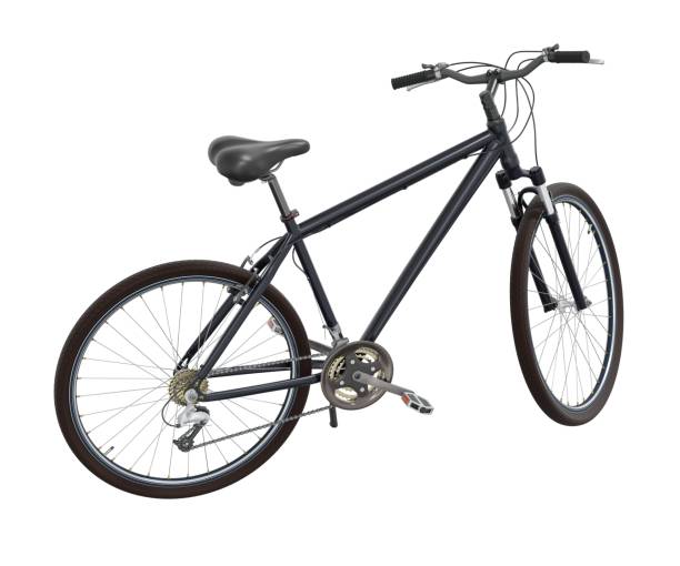 istock Black bicycle standing on kickstand, side view isolated on white background, 3D illustration 2178199633
