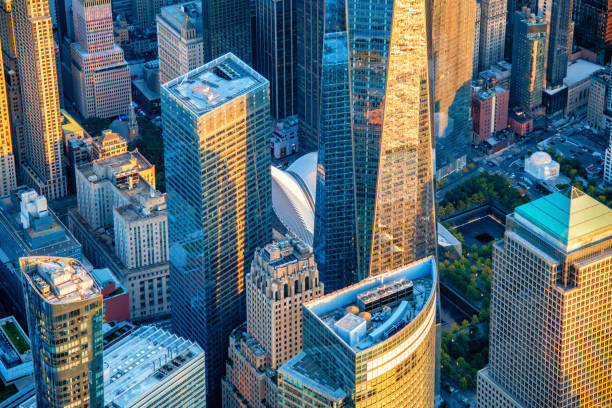 Unusual Midtown Manhattan cityscape with several skyscrapers, New York, USA.