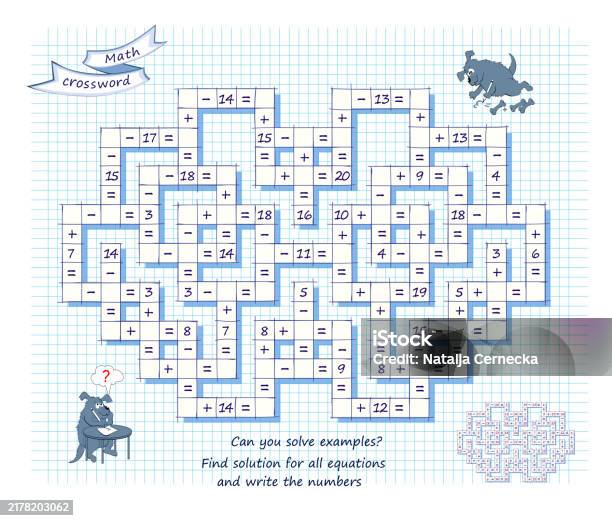 Solve Example Puzzle Ilustración de Math Crossword Can You Solve Examples Find Solution For ...