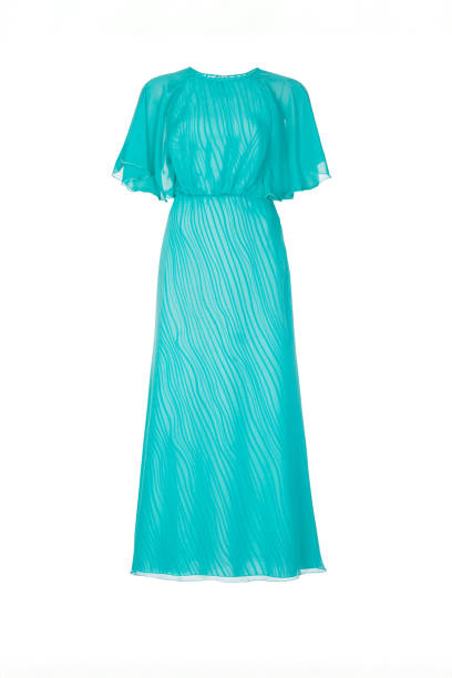 istock Turquoise long  evening dress on a white background 2178215577