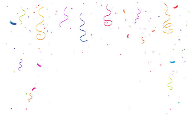 istock Colorful Confetti And Ribbon Falling On White Background. Celebration Banner. Party Backdrop. Happy Birthday. Vector Illustration 2178218277